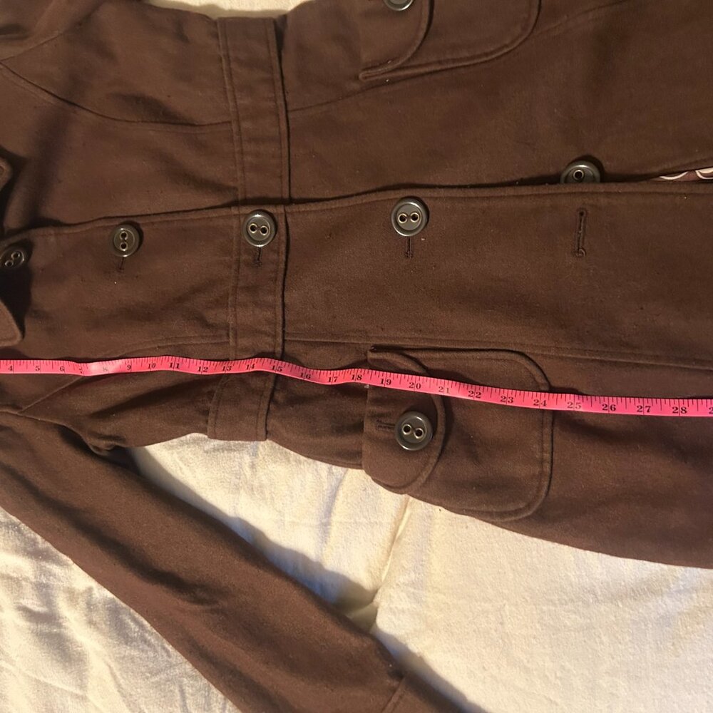 Tulle Overcoat Womens M Brown‎ Wool Blend Collar Button Pockets Lined Collar - Picture 10 of 14